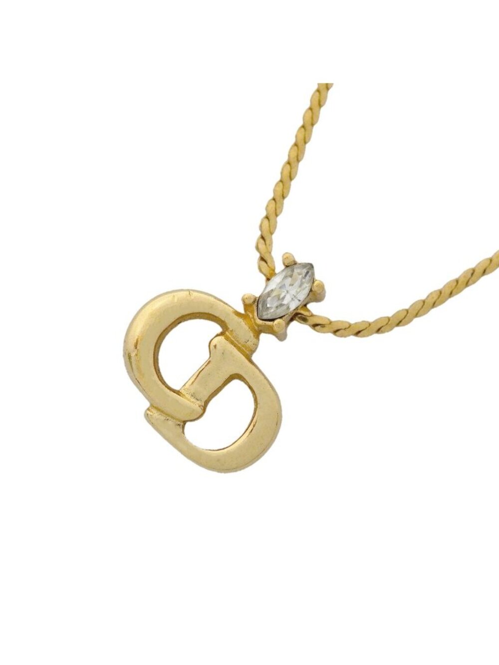 Dior Necklace CD Logo Gold Plated Rhinestone